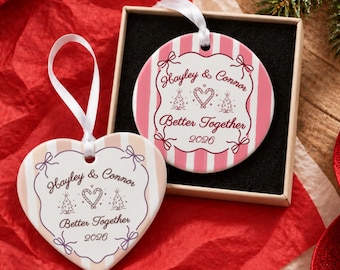 Couple Ornament, Personalized First Christmas Together Ornament, With Gift Box, Custom Anniversary Keepsake, 2026 Christmas Ceramic Ornament