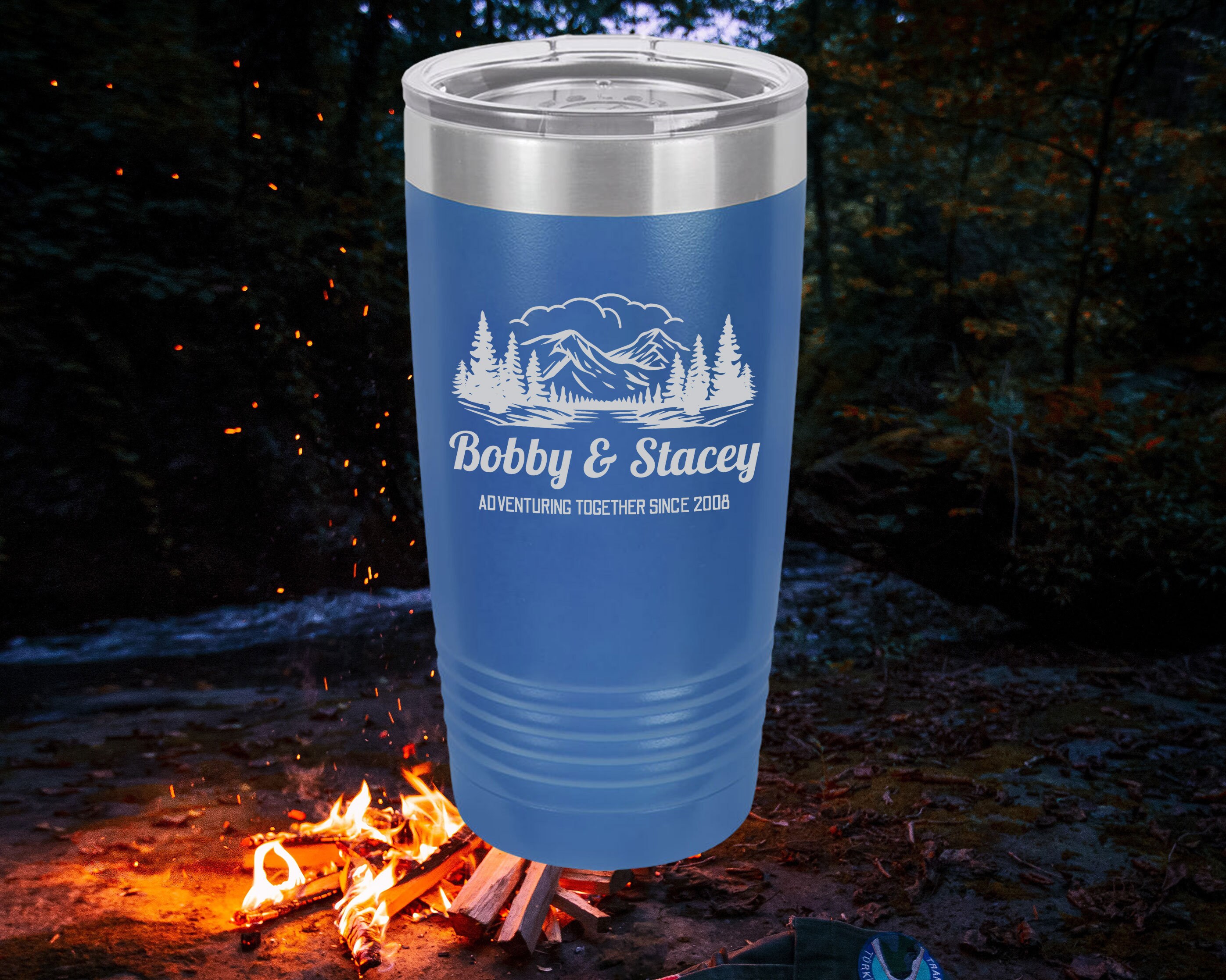 Custom camping Tumbler Add Names and Date campfire tumbler Etsy
