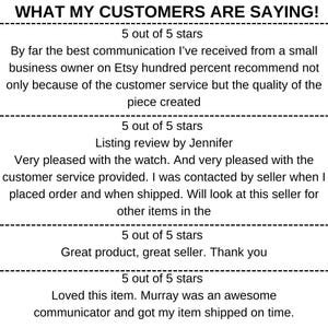 May include: A screenshot of customer reviews for a product on Etsy. The reviews are all positive, with each customer giving a 5 out of 5 star rating. The reviews highlight the seller's excellent communication, customer service, and product quality.