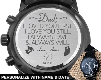 Vater der Braut Geschenk der Tochter, personalisierte gravierte Uhr, Geschenk des Vaters zum Hochzeitstag, benutzerdefiniertes Geschenk für Vater der Braut, Herrenarmbanduhr