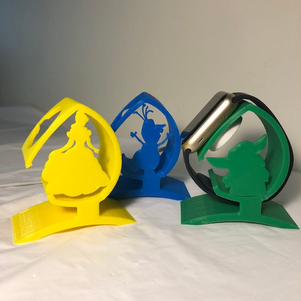 Disney Character Apple Watch Display Holder 3D Printed (Holds up magnetic charger)