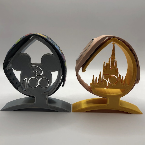 50th Castle and 100th Aniv. Mickey Head Disney Character MagicBand Display Holder 3D Printed