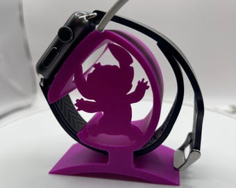 Soporte de pantalla para Apple Watch *Opción 1 Personajes* Impreso en 3D (Sostiene el cargador magnético)