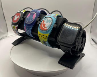 Apple Watch & Multi MagicBand+ Display Holder  *Option 1 Characters* 3D Printed (Holds up to 3 Kids or Adult Magicbands + Apple Watch)