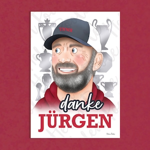 Jurgen Klopp – (Unframed) Danke Jurgen Illustrated Wall Art Print – Liverpool FC