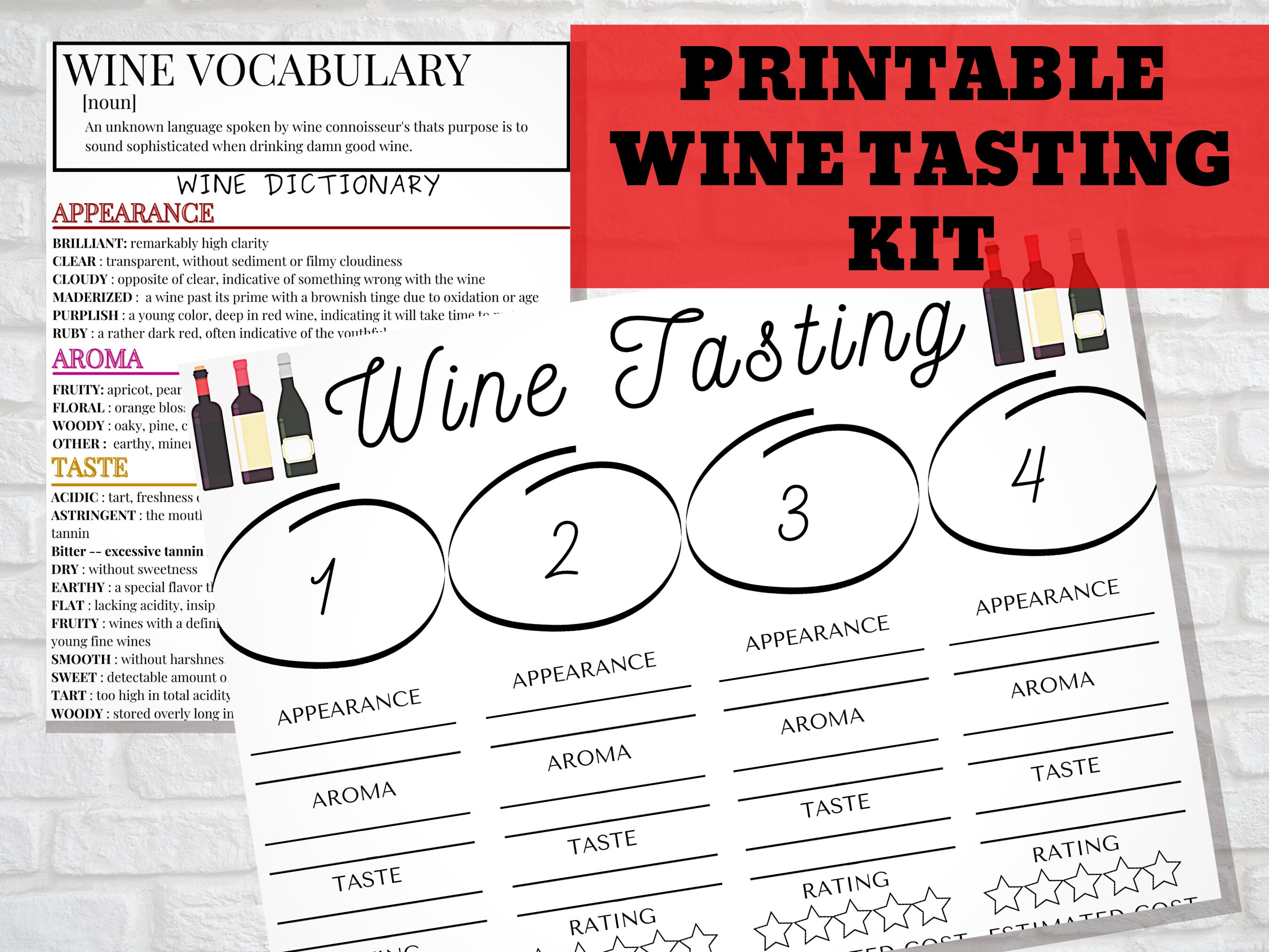 Wine Tasting Printable Wine Tasting Printable