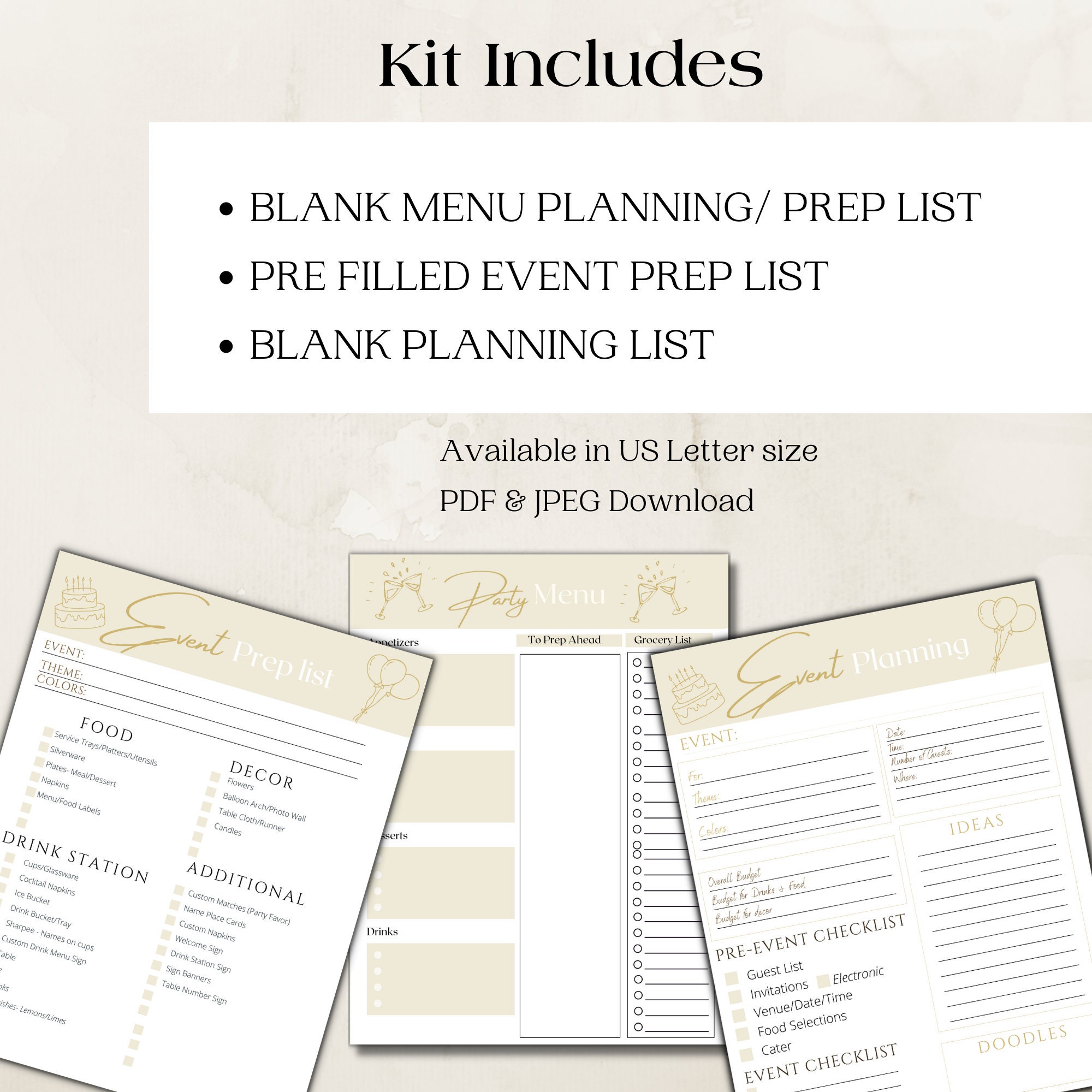 Event Planning Checklist/ Dinner Party Planning/ Canva Template/ PDF