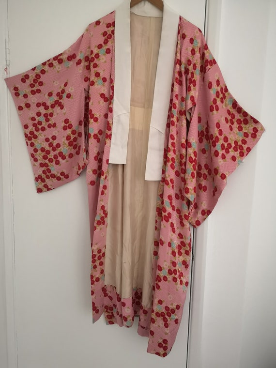 Vintage Japanese women silk juban kimono in pink … - image 9