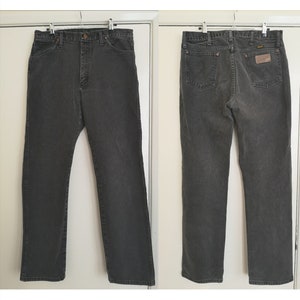 Wrangler 70s men&#39;s high waist denim &quot;wash black&quot;(ash - grey) jeans in size 34W X 34L