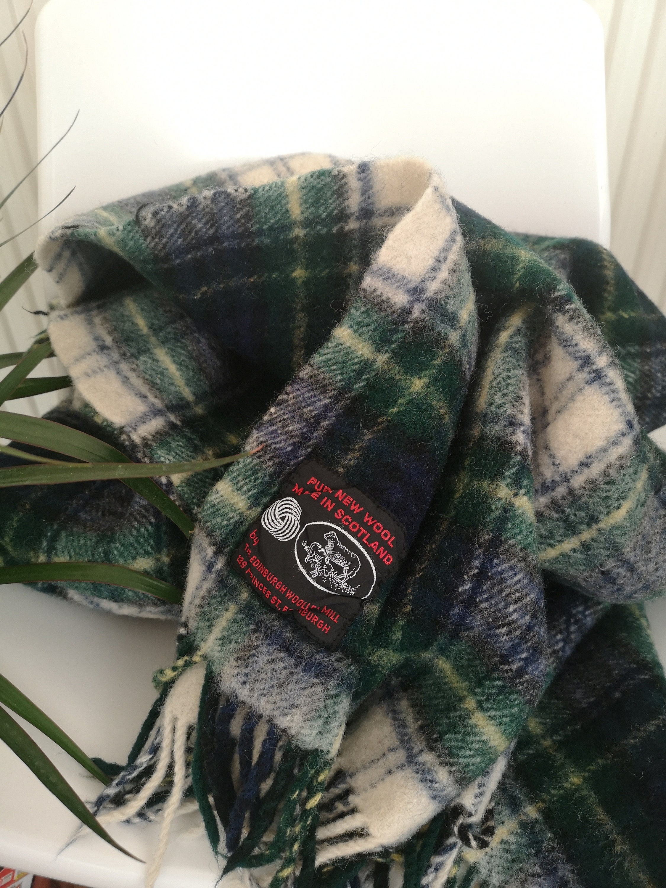 Vintage Edinburgh woollen mill blanket wool throw in green Etsy