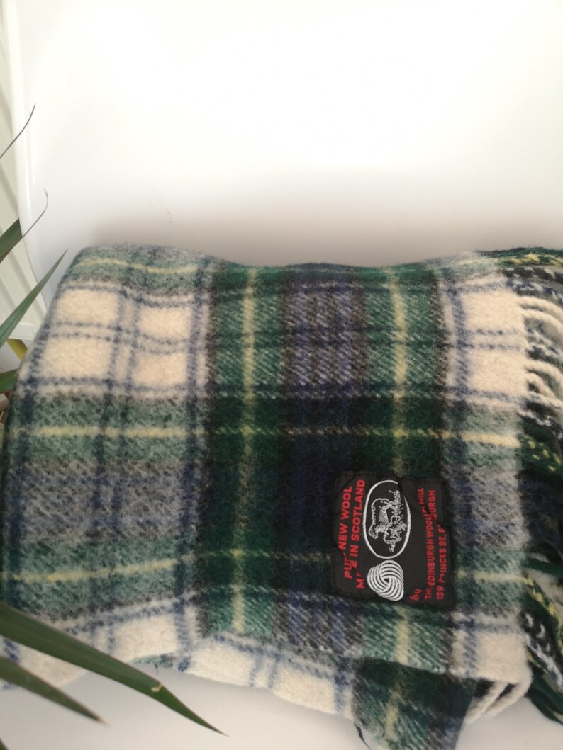 Vintage Edinburgh woollen mill blanket wool throw in green Etsy