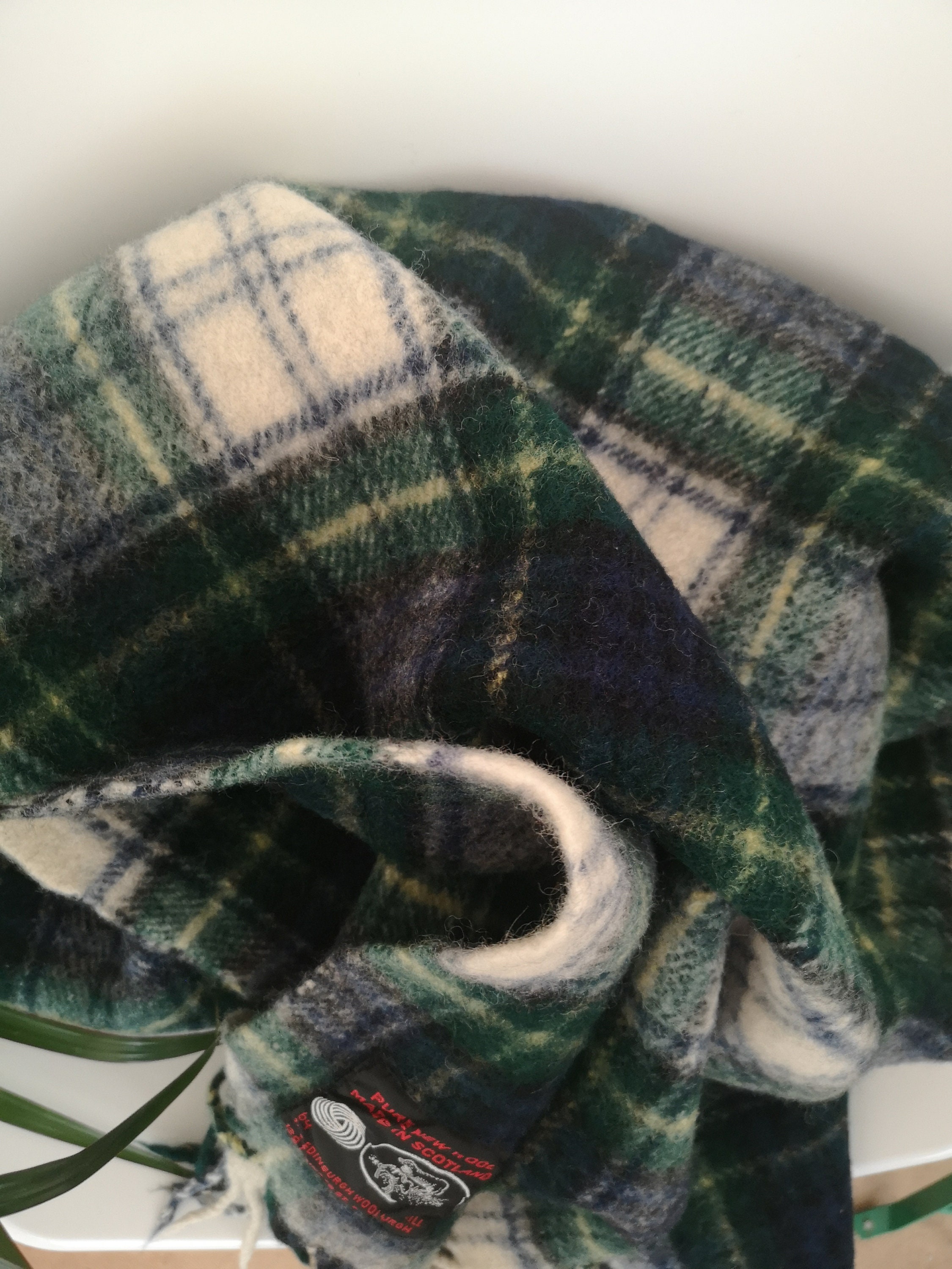 Vintage Edinburgh woollen mill blanket wool throw in green Etsy