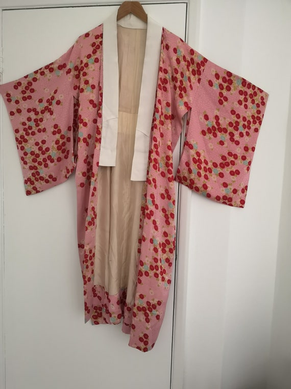 Vintage Japanese women silk juban kimono in pink … - image 7