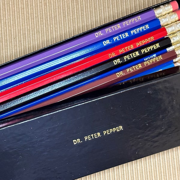 Personalized Pencils- Gift Box with 12- FREE Shipping in USA- Foil Stamped Gift for Teacher-Classroom-Student-Kids -Pencil Stock Made in USA