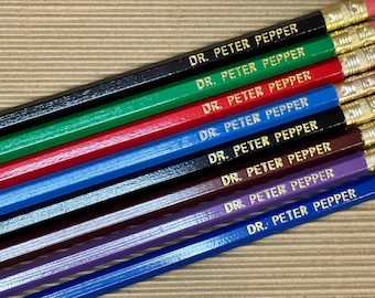 Personalized Pencils - Pack of 8 - FREE SHIPPING-Great Gift - Kids, Teachers, For the Classroom - Foil Stamped - Made in USA