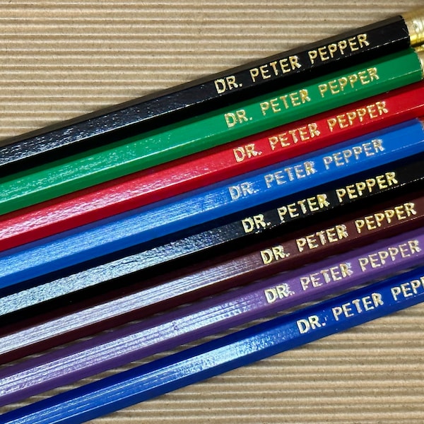 Personalized Pencils - Pack of 8 - FREE SHIPPING-Great Gift - Kids, Teachers, For the Classroom - Foil Stamped - Made in USA