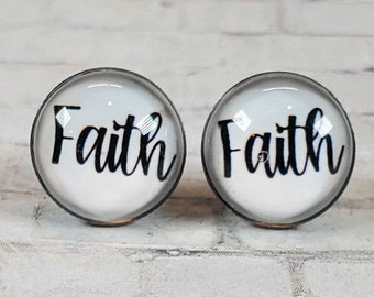 Faith Earrings, 12MM, Faith Studs, Statement Earrings, Fun Earrings, Word Earrings, Faith Stud Earrings, Inspirational Earrings, Faith