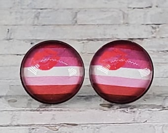 Lipstick Lesbian Earrings | 12MM Stud Earrings | LGBTQ+ Pride Gift | Pride Month Jewelry | Handmade Earrings | Gift for Her