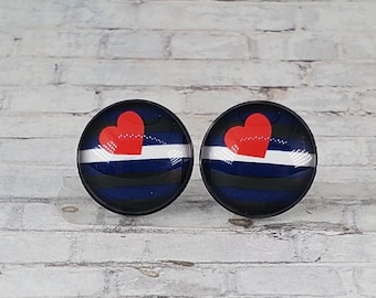 Leather Latex Pride Earrings | 12MM Stud Earrings | LGBTQ+ Pride Gift | Pride Month Jewelry | Handmade Earrings | Gift for Them