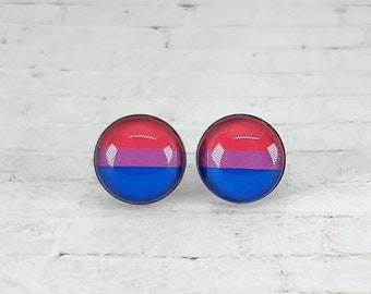 Bisexual Earrings | 12MM Stud Earrings | LGBTQ+ Pride Gift | Pride Month Jewelry | Handmade Earrings | Gift for Her