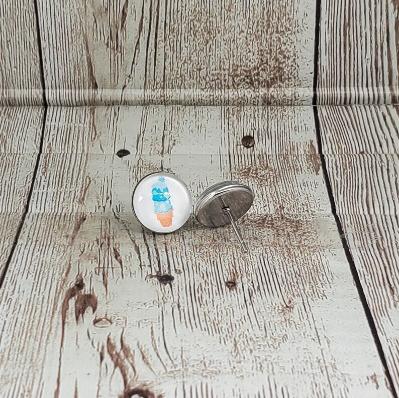 Ice Cream Stud Earrings Kawaii Earrings 12MM Ice Cream Studs Ice Cream Print Stud Earrings Junk Food Earrings Ice Cream Earrings