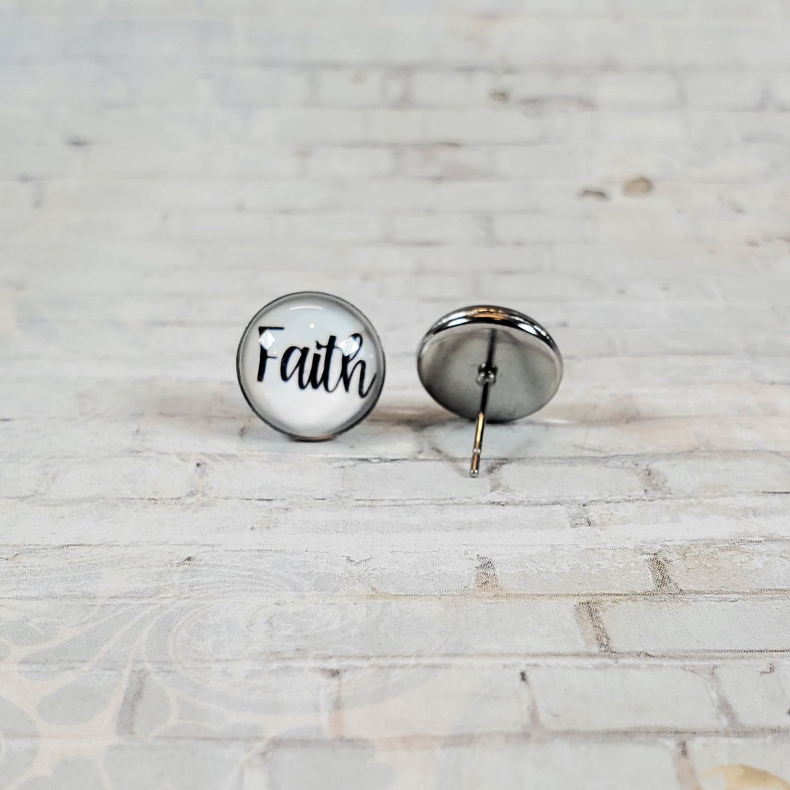 Faith Earrings 12MM Faith Studs Statement Earrings Fun Etsy