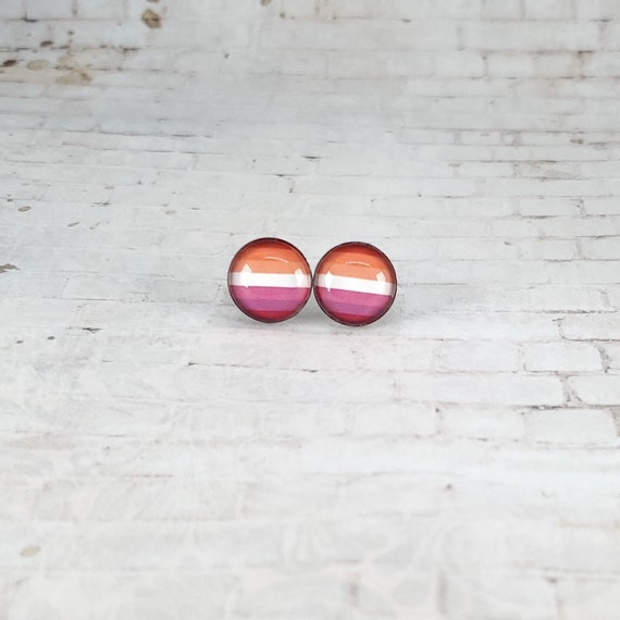 Lesbian Earrings | 12MM Stud Earrings | LGBTQ+ Pride Gift | Pride Month Jewelry | Handmade Earrings | Gift for Her
