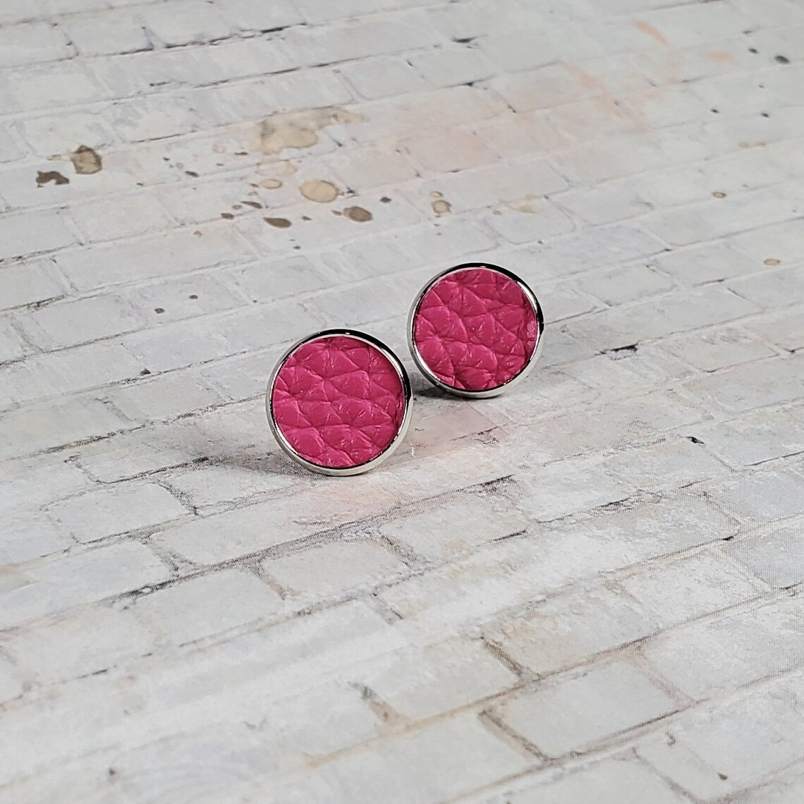 Pink Studs 12MM Studs Faux Leather Studs Faux Leather Stud Etsy