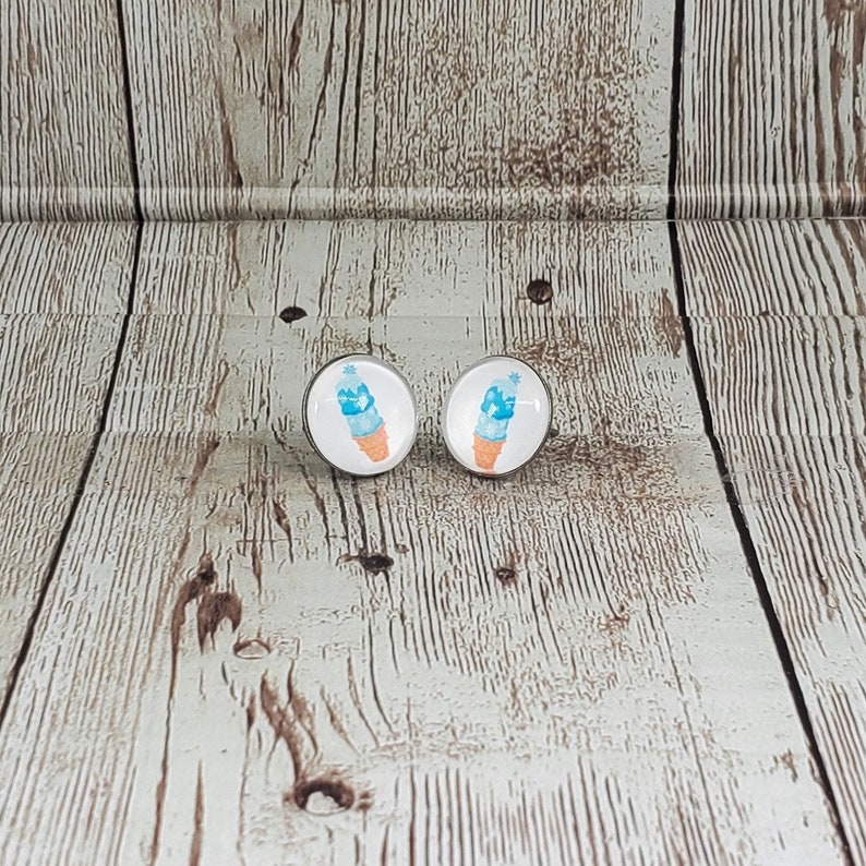 Ice Cream Stud Earrings Kawaii Earrings 12MM Ice Cream Studs Ice Cream Print Stud Earrings Junk Food Earrings Ice Cream Earrings