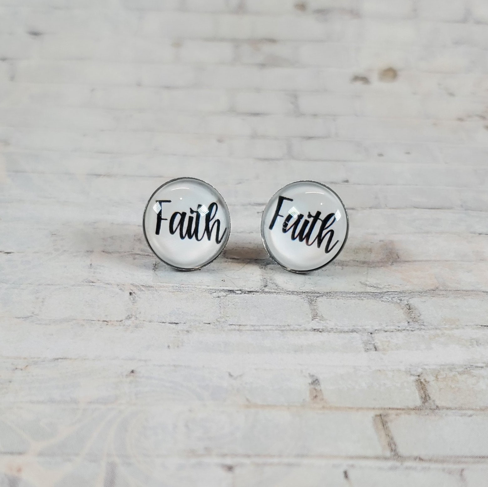 Faith Earrings 12MM Faith Studs Statement Earrings Fun Etsy