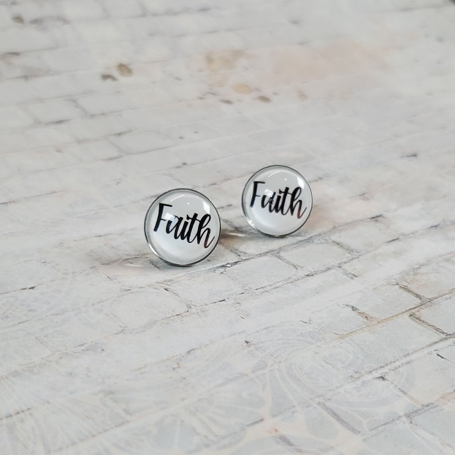 Faith Earrings 12MM Faith Studs Statement Earrings Fun Etsy