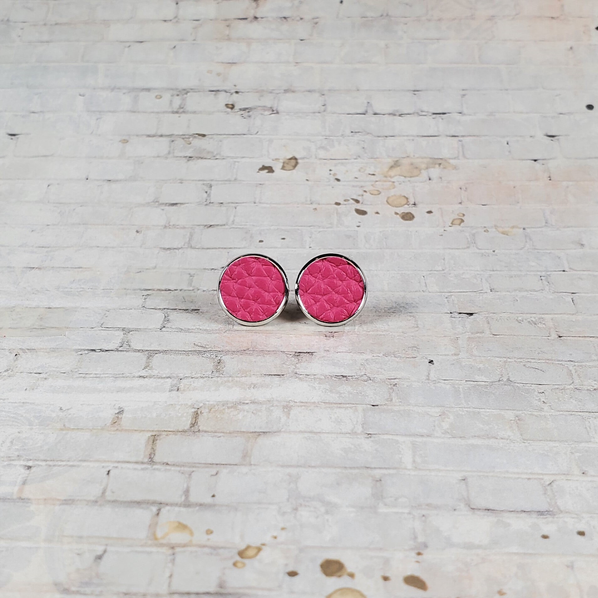 Pink Studs 12MM Studs Faux Leather Studs Faux Leather Stud Etsy