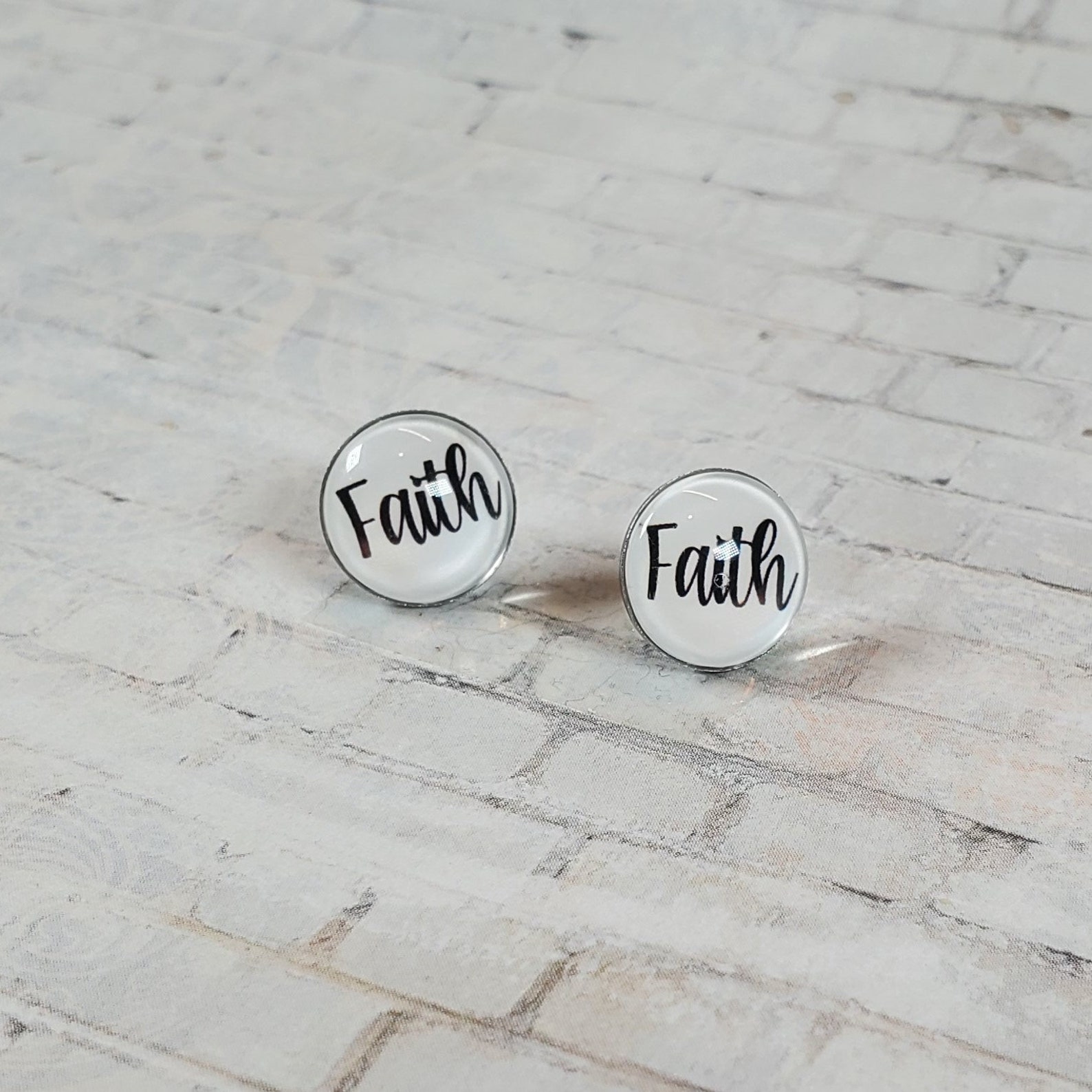 Faith Earrings 12MM Faith Studs Statement Earrings Fun Etsy