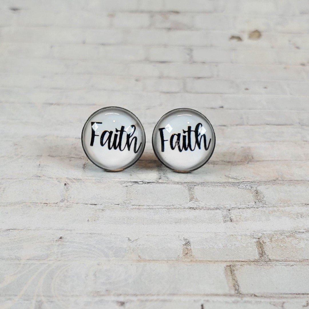 Faith Earrings 12MM Faith Studs Statement Earrings Fun Etsy