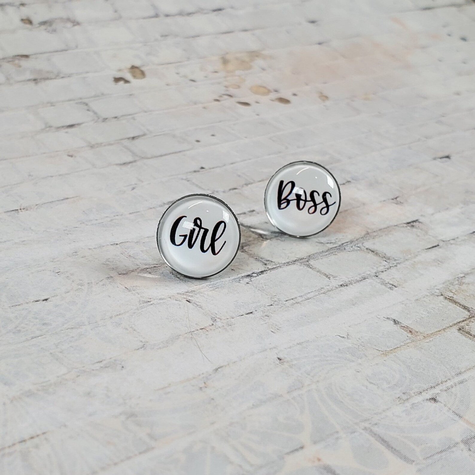 Girl Boss Earrings 12MM Girl Boss Studs Statement Earrings Etsy