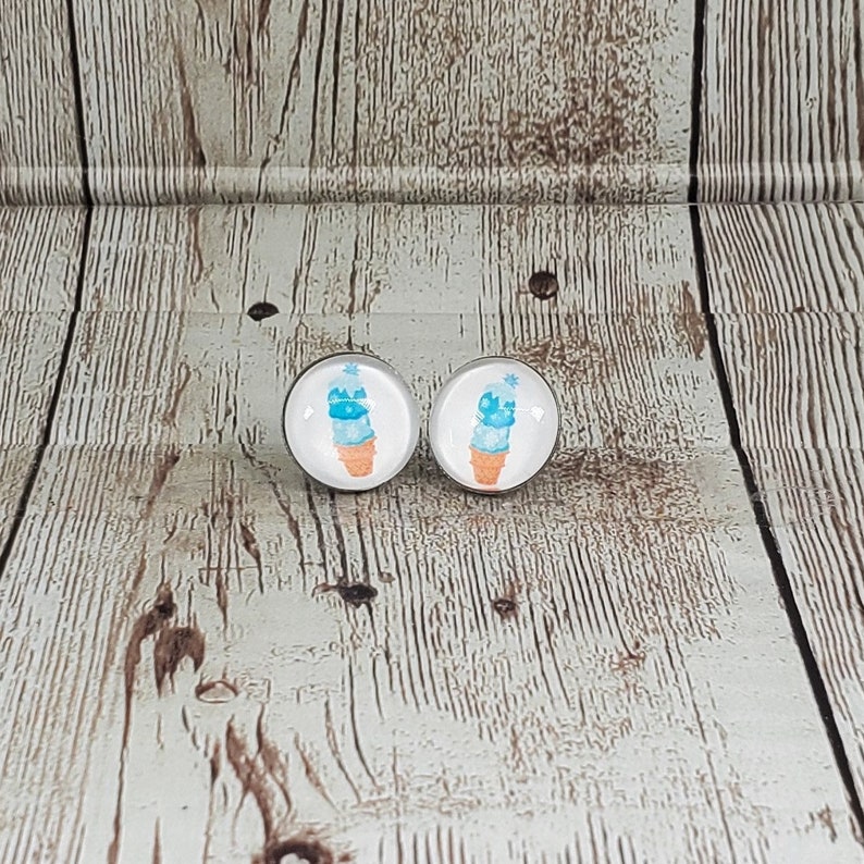 Ice Cream Stud Earrings Kawaii Earrings 12MM Ice Cream Studs Ice Cream Print Stud Earrings Junk Food Earrings Ice Cream Earrings