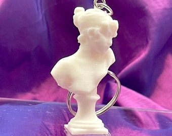 Sappho Bust Keyring, Greek Bust Keyring, Greek Statue keyring, Art Lover Gift, Greek Art Gift, Artist Gift Idea, 3D printed Keyring