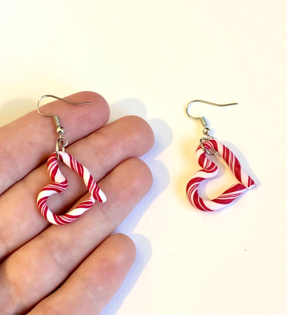Small Candycane Heart earrings Etsy
