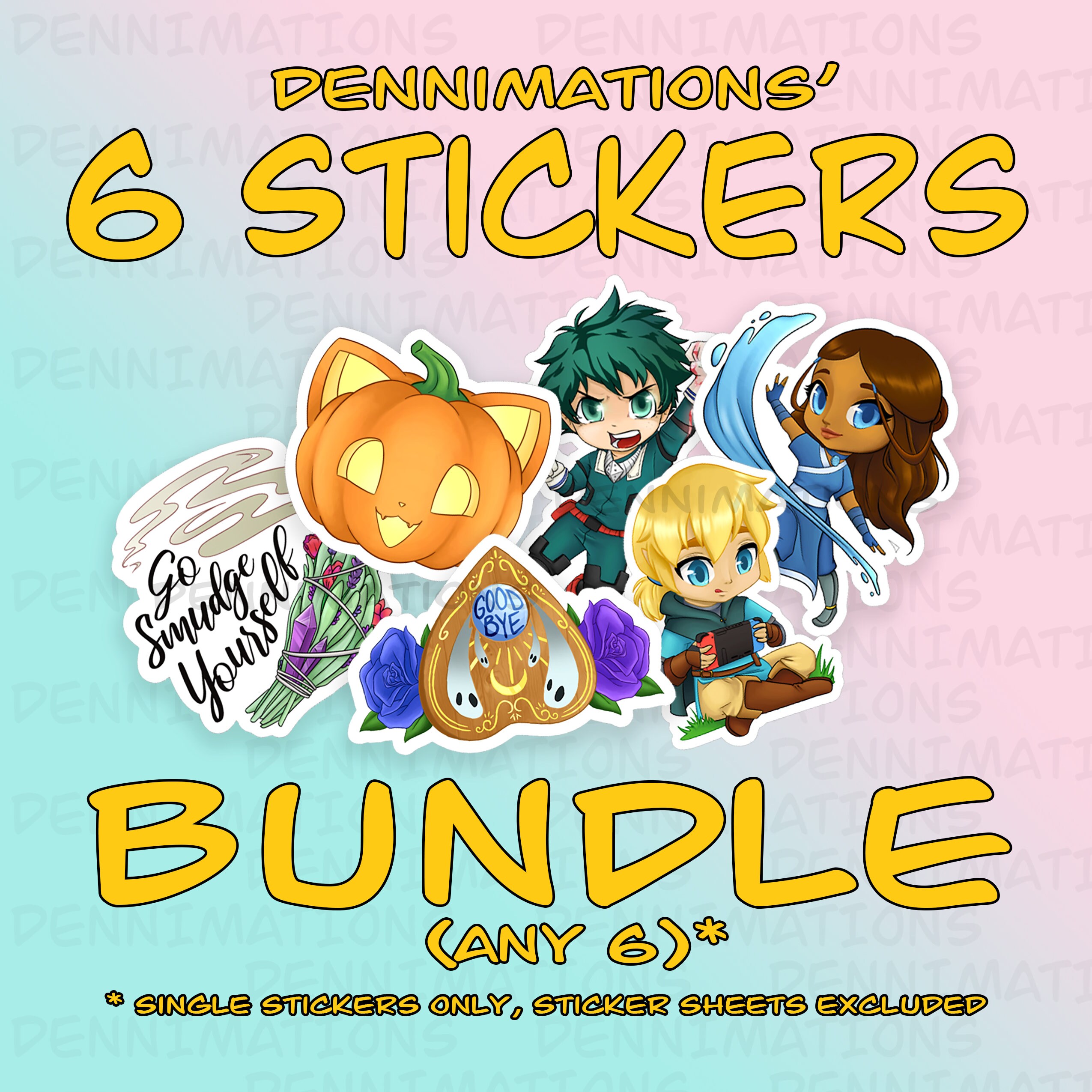Sticker Bundle 6 Pack | Mix and Match | Anime | Gamer | Kawaii | Spooky ...