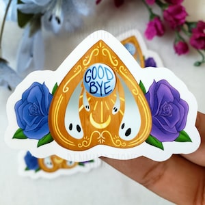 Au revoir Ouija Planchette Autocollant unique avec fleurs Déco, Floral Spirit Board Wooden Piece