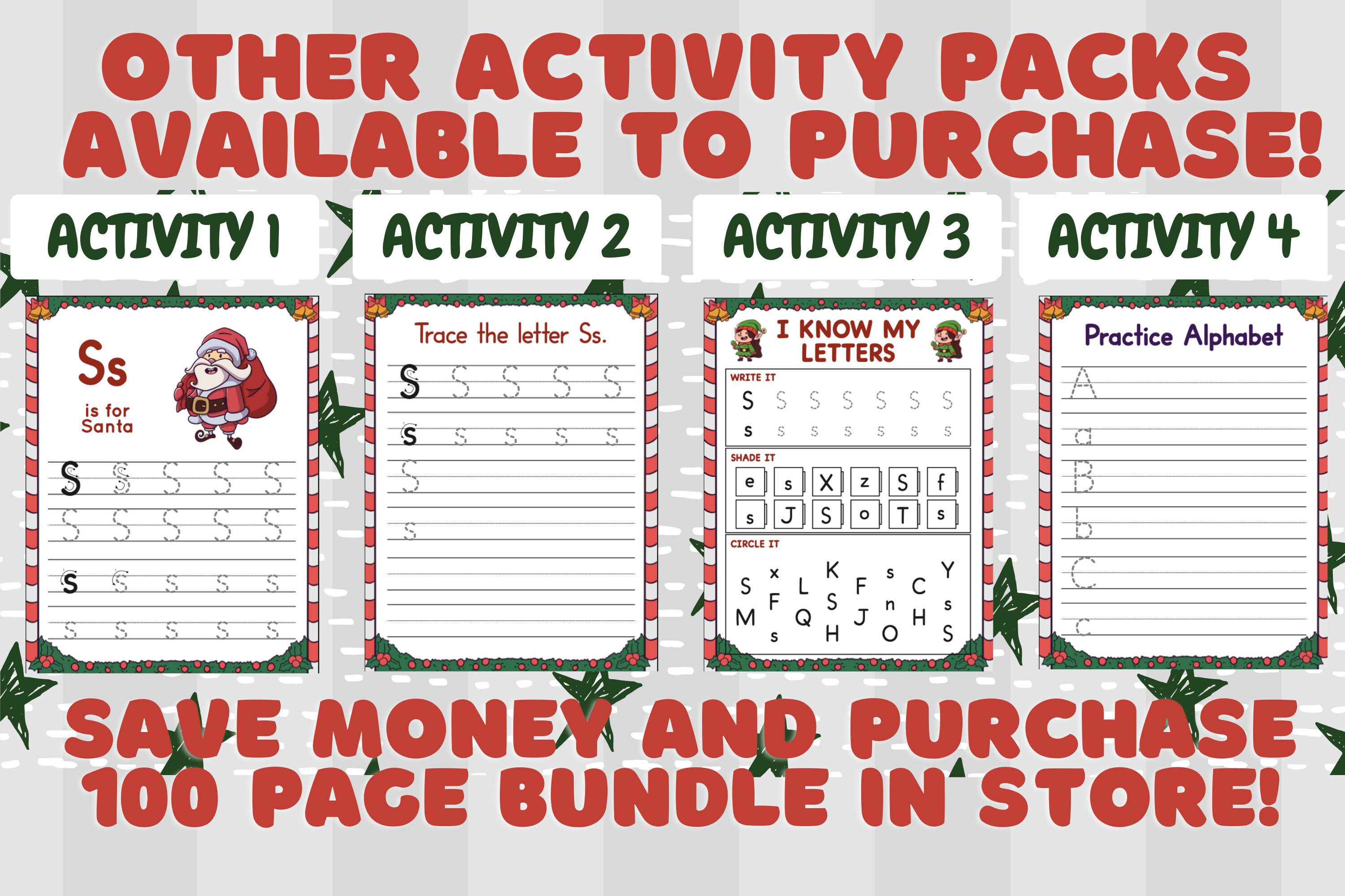 Christmas Printable Tracing Alphabet Worksheet INSTANT | Etsy