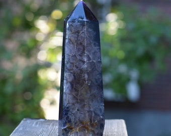 Large Silk Fluorite Tower Deep Purple