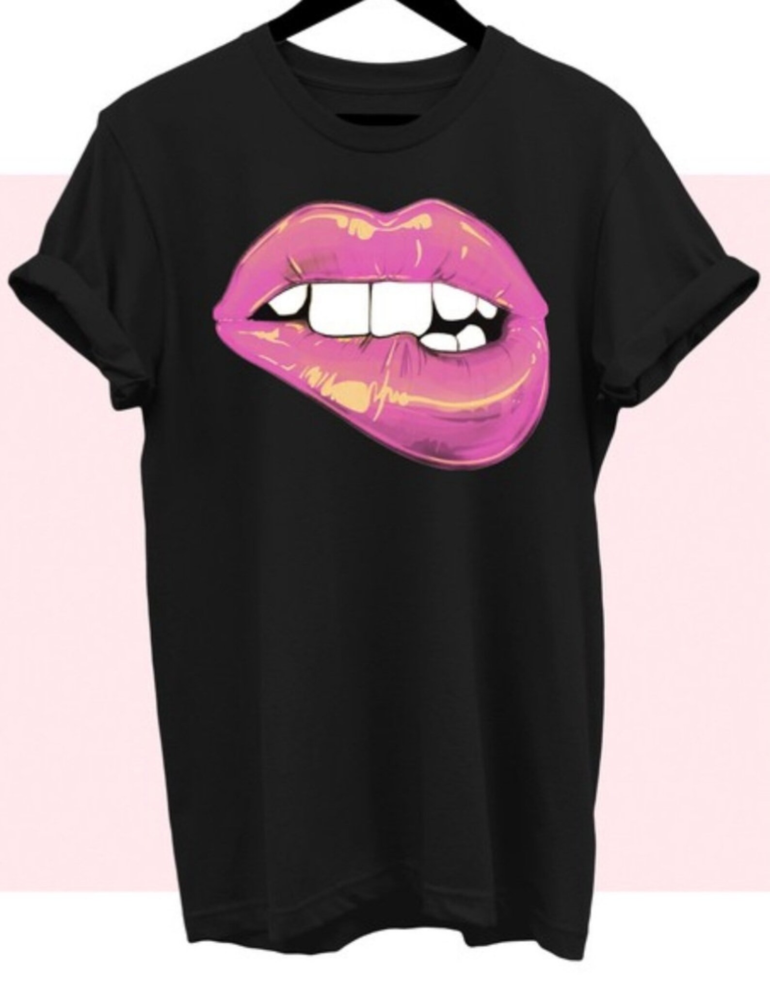Neon Lips Tee Plus Size Graphic Tee Lips Tee Gift for Etsy UK