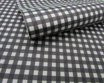 Faux Leather Fabric Orange and Black Mini Grid Faux Leather Sheet Plaid Printed Faux Leather