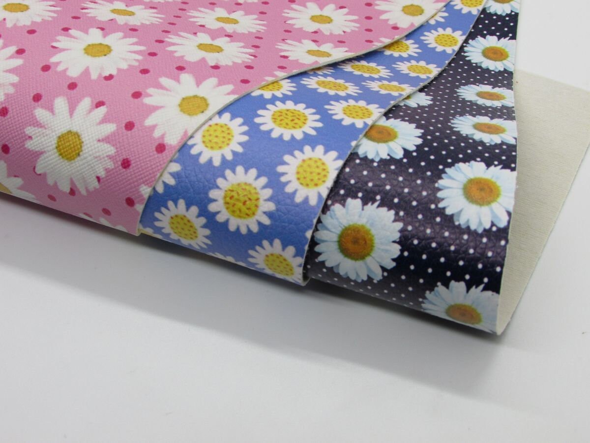Visual Arts W5112 Dotted Daisy Faux Leather Sheets Vinyl Fabric Sheet