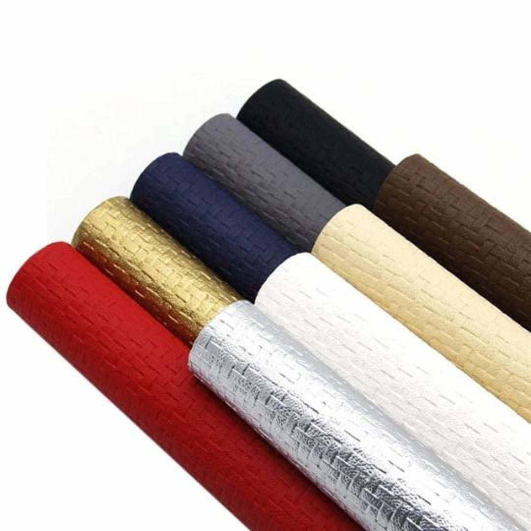 Basket Weave Textured Faux Leather Sheets, Vinyl Fabric