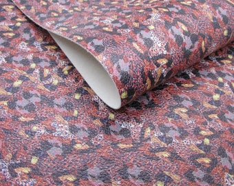 Autumn Cheetah Litchi Faux Leather Sheets, 7.5x12 Animal Print Vinyl Fabric Sheet (N3-111)