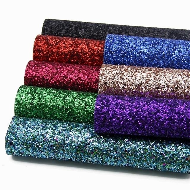 Chunky Glitter Faux Vinyl Leather Fabric Sheets with Soft Backing Glitter  Leather Sheets For Earrings Bows DIY 21X29CM GM3142A