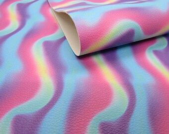 Tie Dye Wave Litchi Faux Leather Sheets, 7.5x12 Vinyl Fabric Sheet (U5-103)