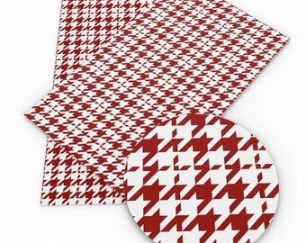 Red Houndstooth Faux Leather Sheets, Vinyl Fabric Sheet (Q4-102)